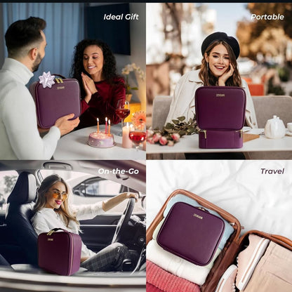 PURPLE COLOUR MAKEUP BAG WITH LED- LIGHTS AND MIRROR